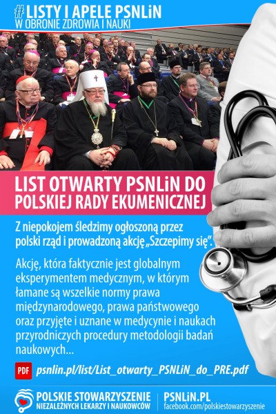 List otwarty Polskiego Stowarzyszenia Niezależnych Lekarzy i Naukowców do Polskiej Rady Ekumenicznej w Polsce
