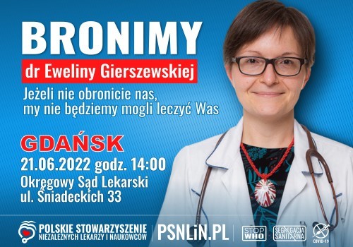 BRONIMY dr Eweliny Gierszewskiej z Polskiego Stowarzyszenia Niezależnych Lekarzy i Naukowców