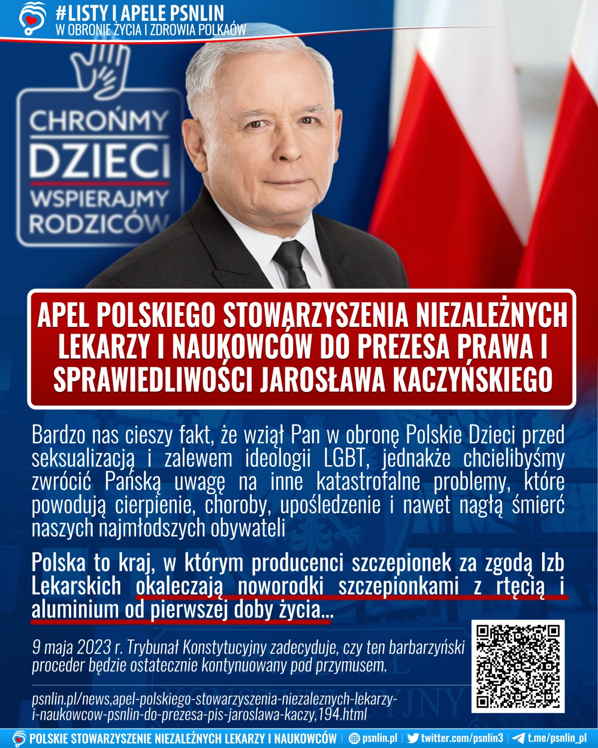 Apel PSNLiN do prezesa PiS Jarosława Kaczyńskiego w obronie Polskich Dzieci