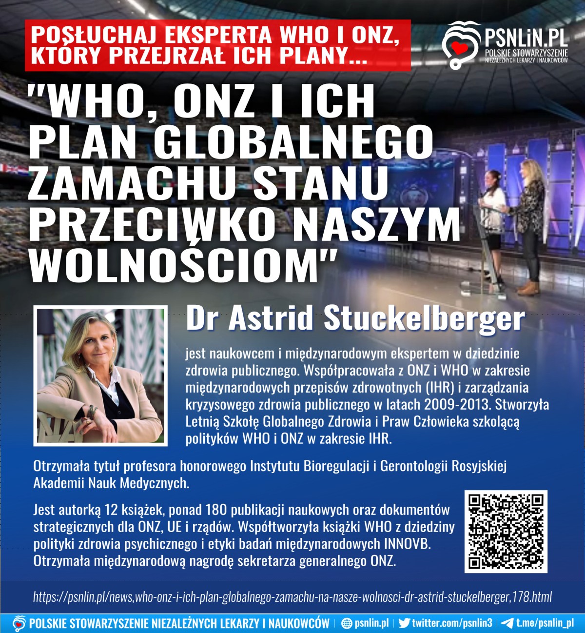 Newsy PSNLiN - WHO ONZ i ich plan globalnego zamachu stanu przeciwko naszym wolnościom - dr Astrid Stuckelberger