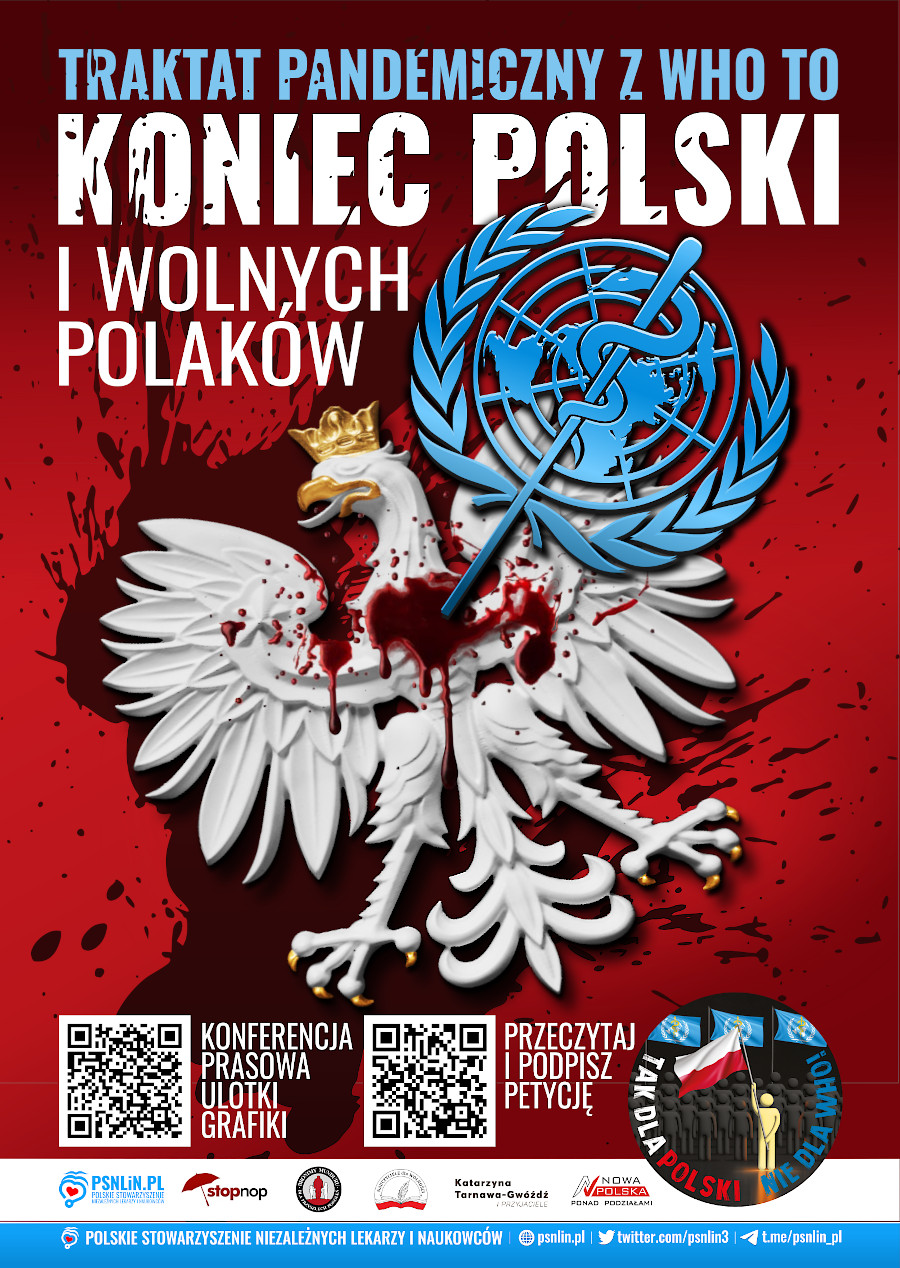 Traktat pandemiczny WHO to koniec Polski - plakat B2