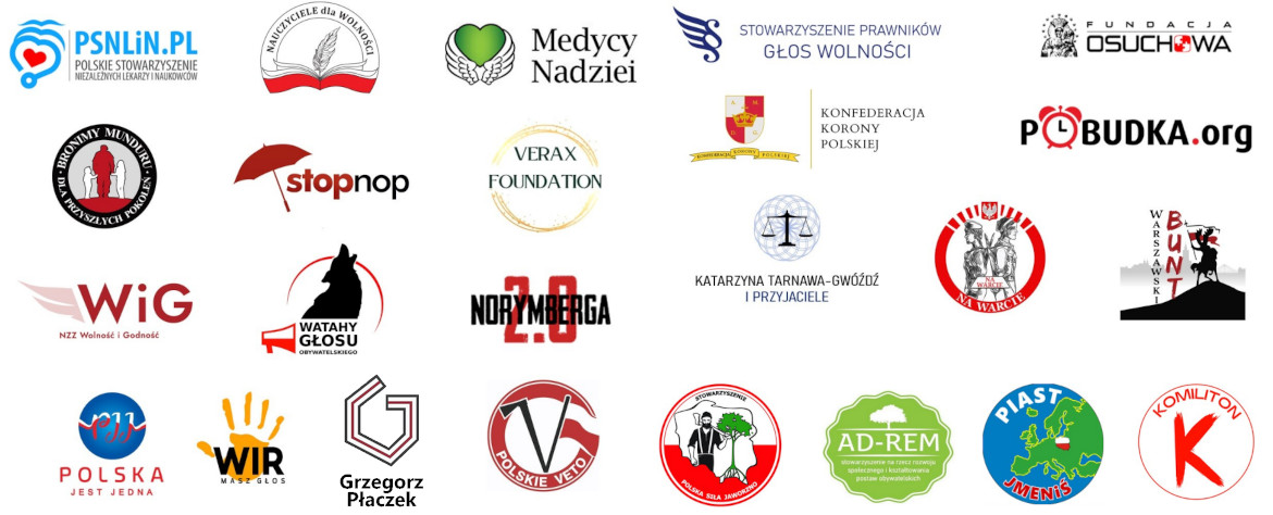loga stowarzyszeń sprzeciwiających się konwencji zdrowotnej WHO otwierającej drogę do dyktatury