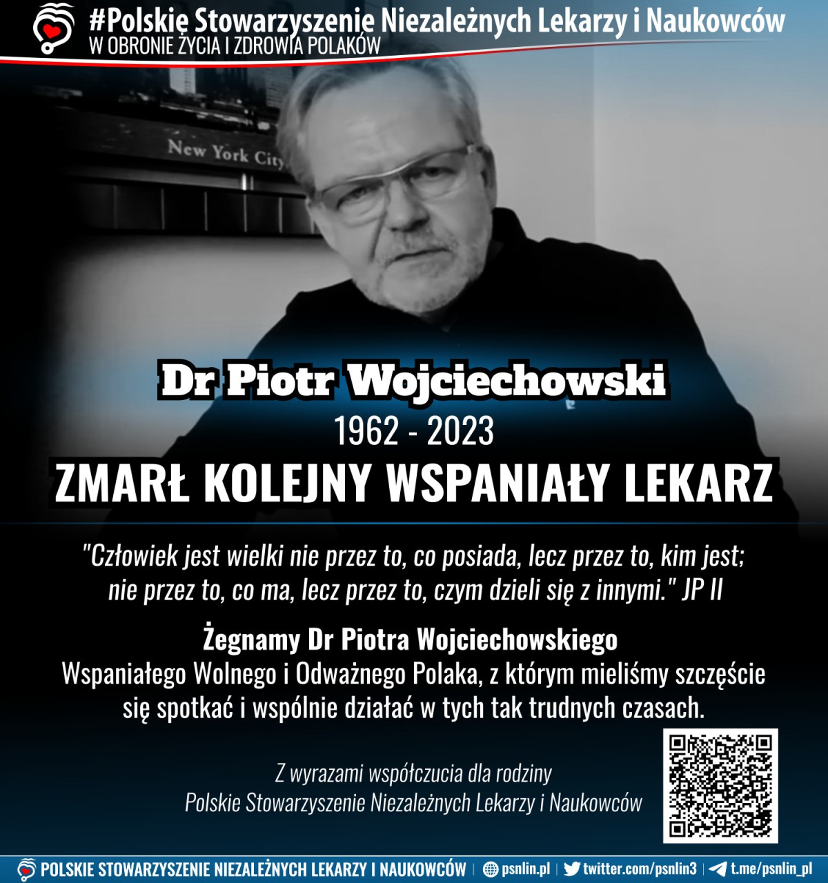 Zmał dr Piotr Wojciechowski - kolejny wspaniały lekarz prześladowany przez izby lekarskie - PSNLiN -